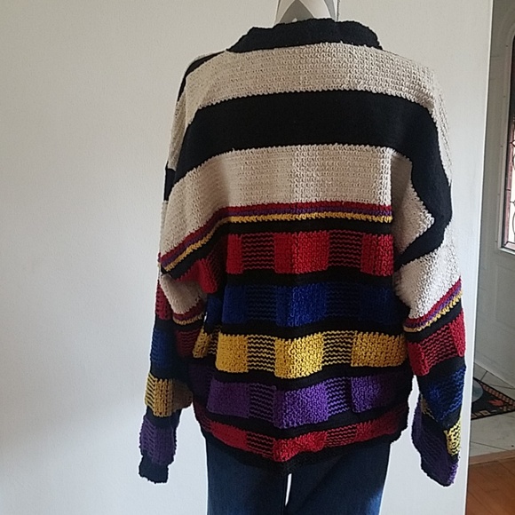 Allen Wah Native American Vintage lined Chenille Sweater Sz Lrg - Picture 6 of 11